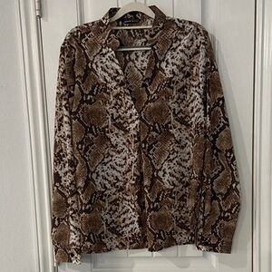 SHEIN Animal Print Shirt in Brown and Cream in excellent condition